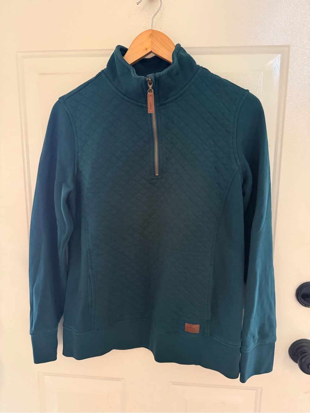 L.L. Bean Teal Quilted 1/4 -Zip Pullover